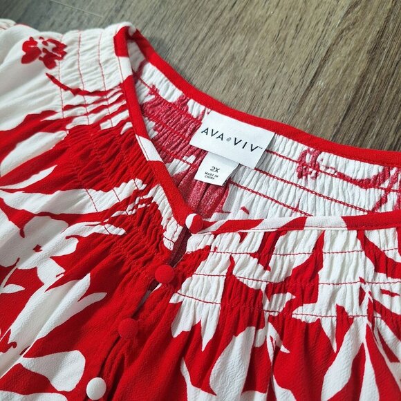 💙 Ara & Viv Soft Flowy Floral Tropical Midi Pockets Summer Dress 100% Rayon Siz - Picture 7 of 11